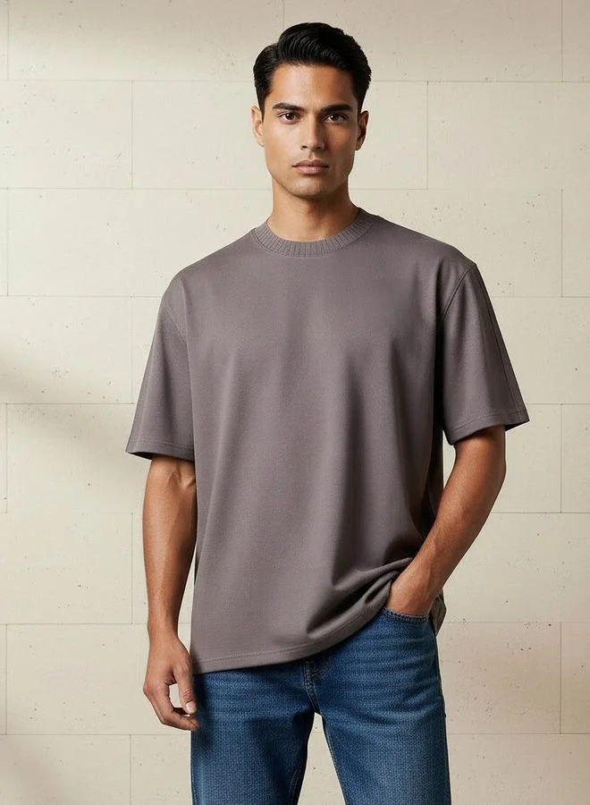 لي كوبر Lee Cooper Men Regular Fit Crew Neck Short Sleeves Graphic Print T-shirt